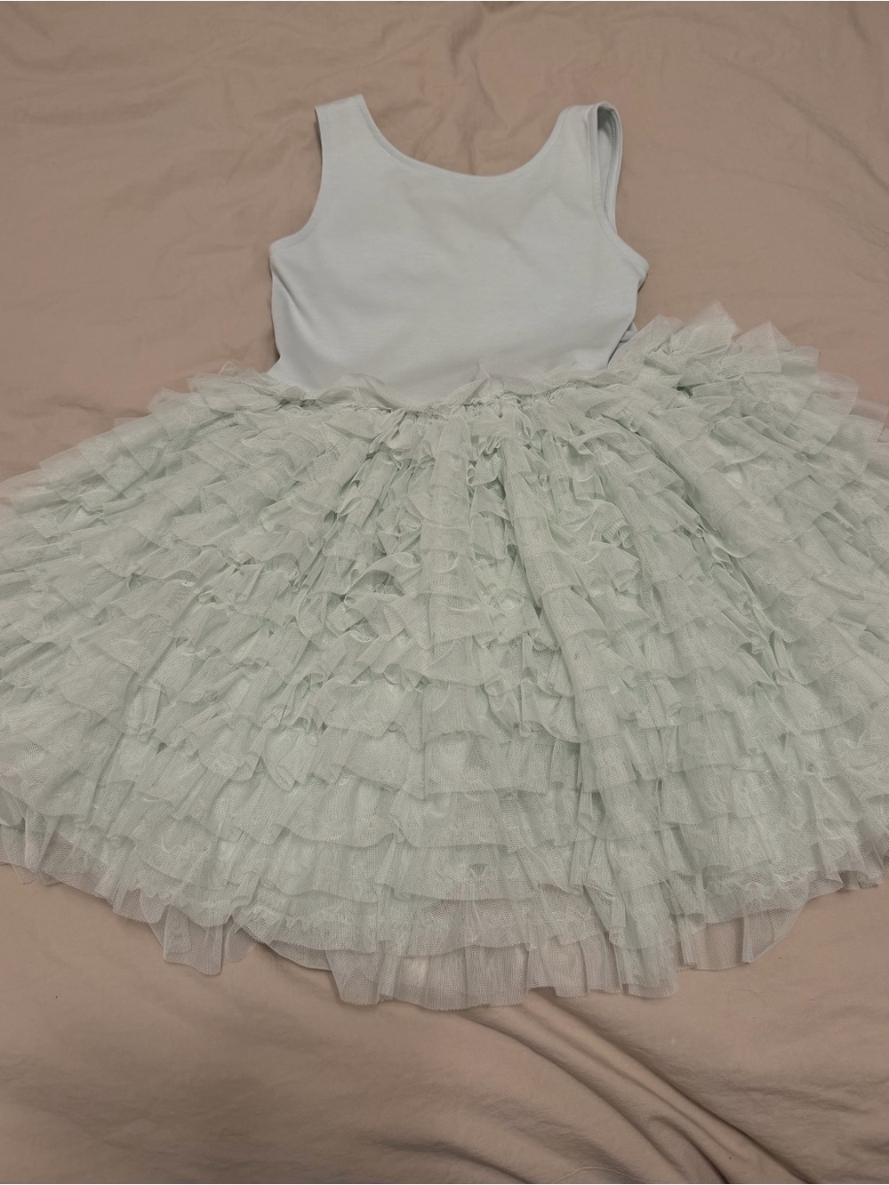 H&M Pale Mint Green Ruffled Tulle Dress